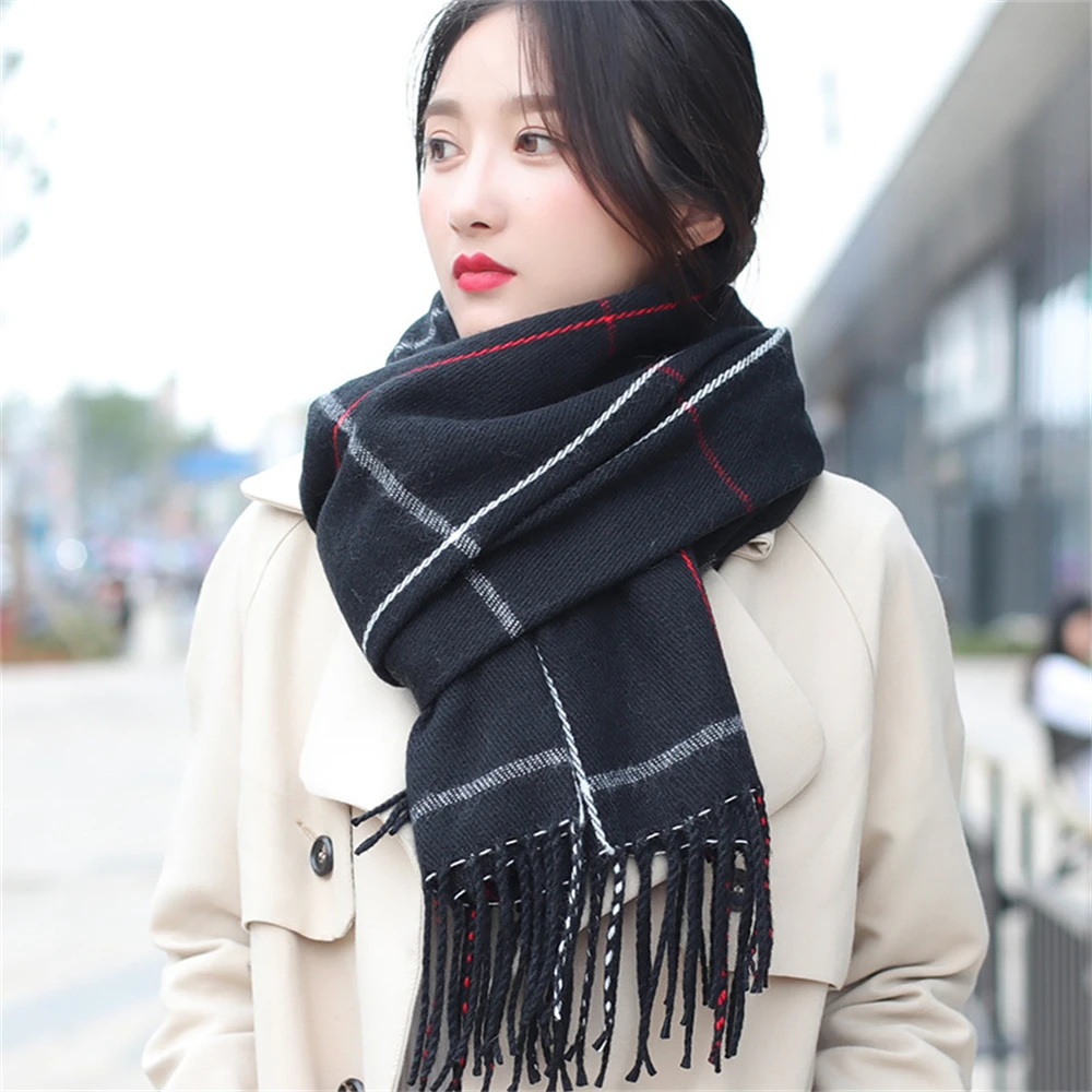 Han edition scarves female new winter winter joker tassel plaid shawl and thickening warm imitation cashmere scarf GY013