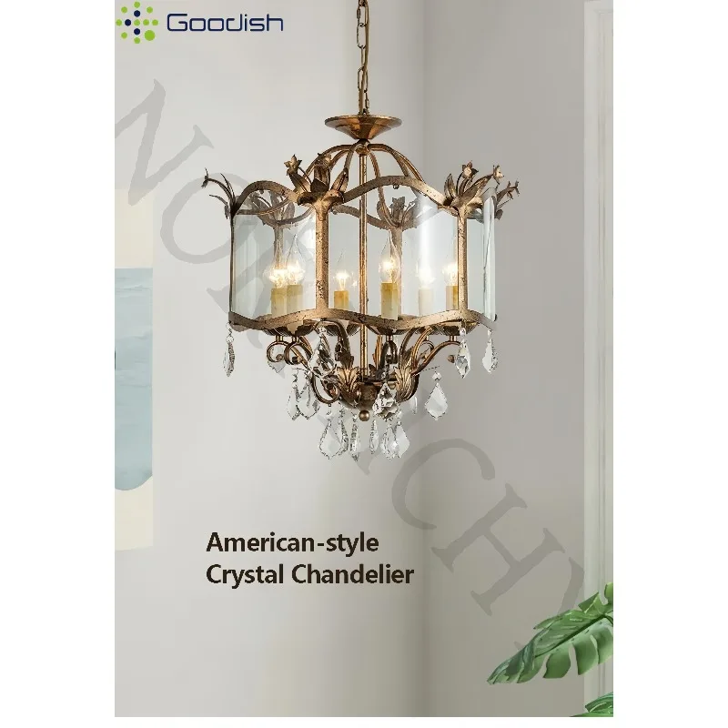 

Американский ретро-стиль, французская свеча, хрустальный светодиодный подвесной светильник, романтический художественный дизайн, лампа для гостиной, украшение дома, люстра