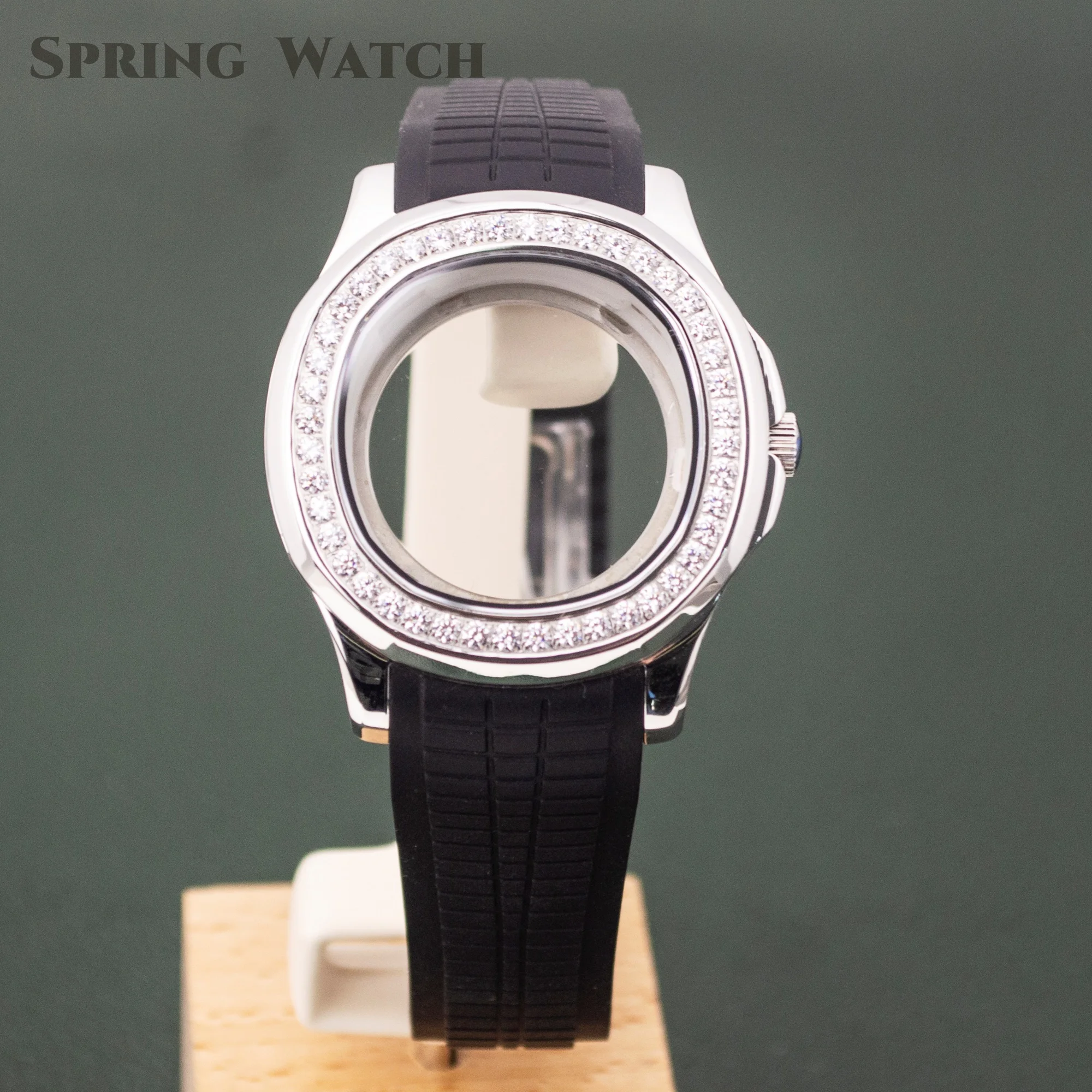 

NH35 Case Rubber Strap Stainless Steel Sapphire Glass Watch Case for NH35A NH35 NH36 AQUANAUT Nautilus Case Diamonds Case