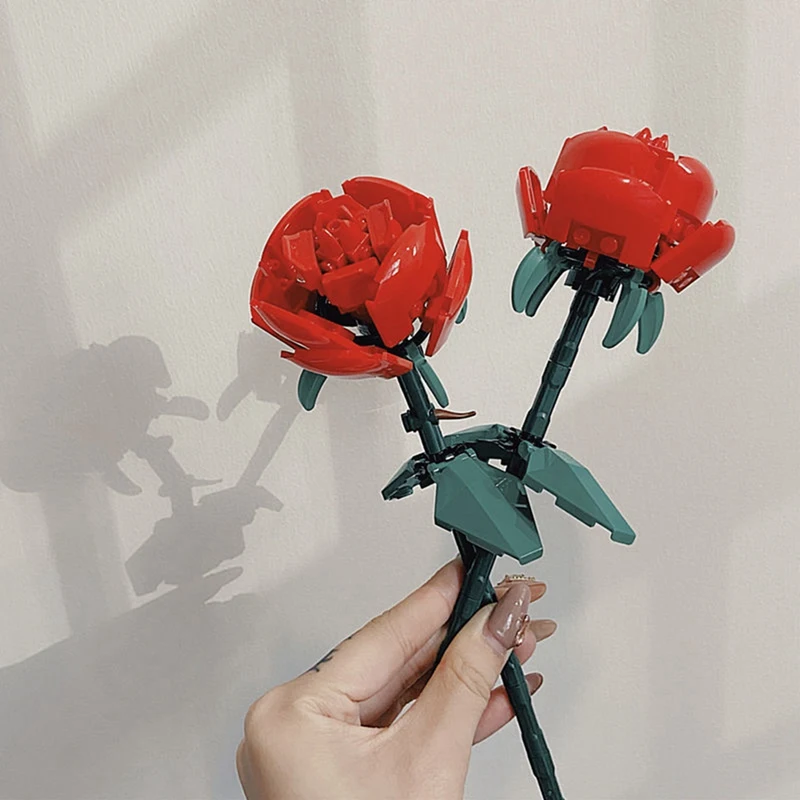 Building Blocks Rose Assembled Bouquet Building Block Bouquet Ornaments Valentine's Day Birthday For Girlfriend Model Toys