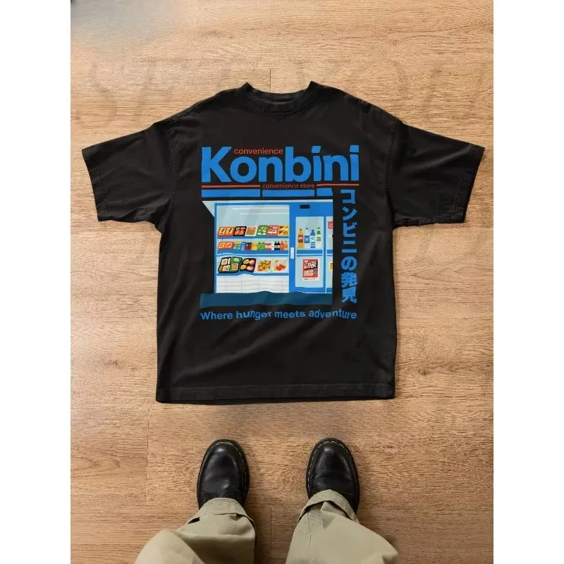 Women's Japanese Convenience Store T-shirt, Japanese Street Harajuku Style Short Sleeved Men's Spring/summer Unisex Style