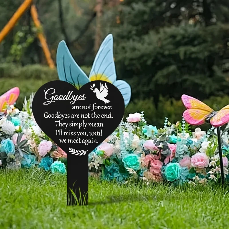 Heart Shaped Commemorative Sign Stake Memorial  Grave Marker  Yard Garden Home Cemetery Decoration  Outdoor Settings