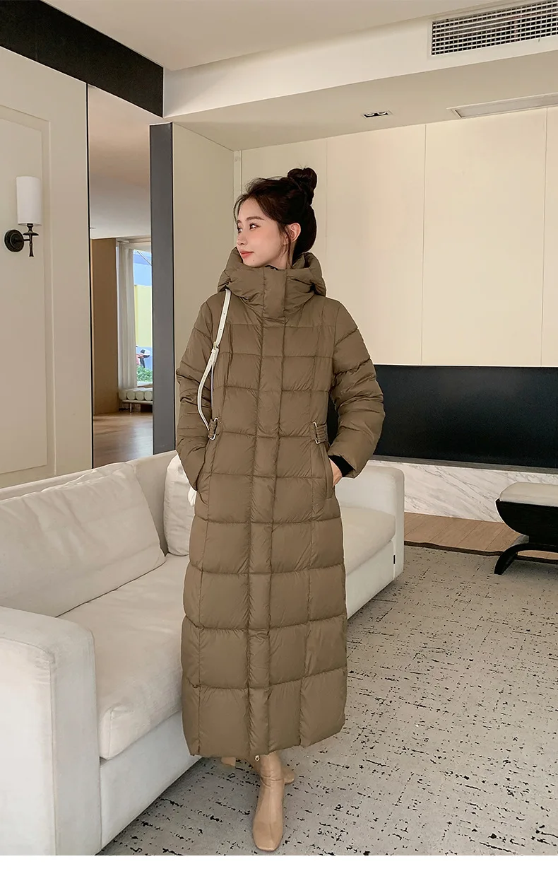 Winter Ladies Long Warm Down Jacket Big Size Puffer Outwears Thicken Hooded Down Coat Women Light Thin White Duck Jacket Parkas