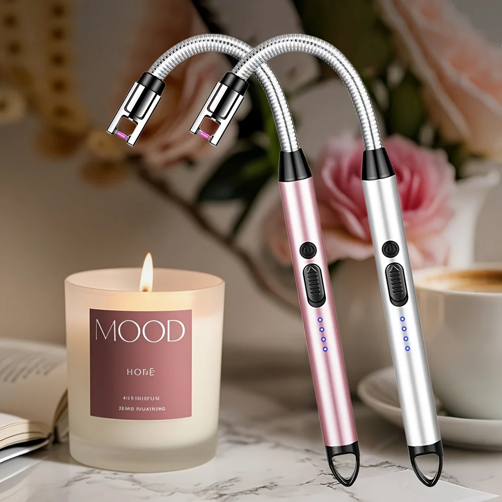 Pack Of 1/2 Usb Rechargeable Flameless Arc Igniter, 360 ° Rotation, Safety Switch For Candles, Barbecues, Camping Lighters