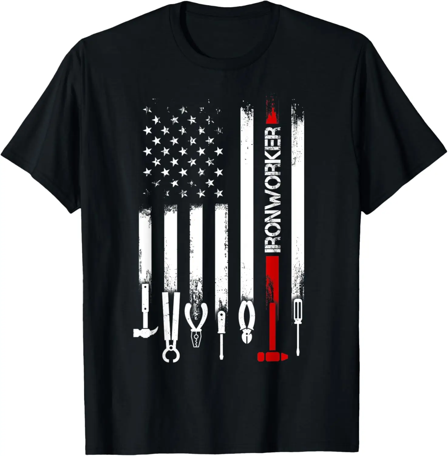

American Flag with Ironworker Tshirt for women men
