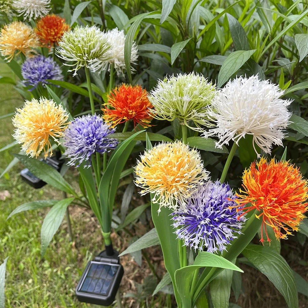 Simulação Solar Cebola Dandelion LED Light, Impermeável Jardim Luz Solar, Solo Plug Lâmpada, Gramado ao ar livre Lâmpada Ornamental, 5 Cabeça