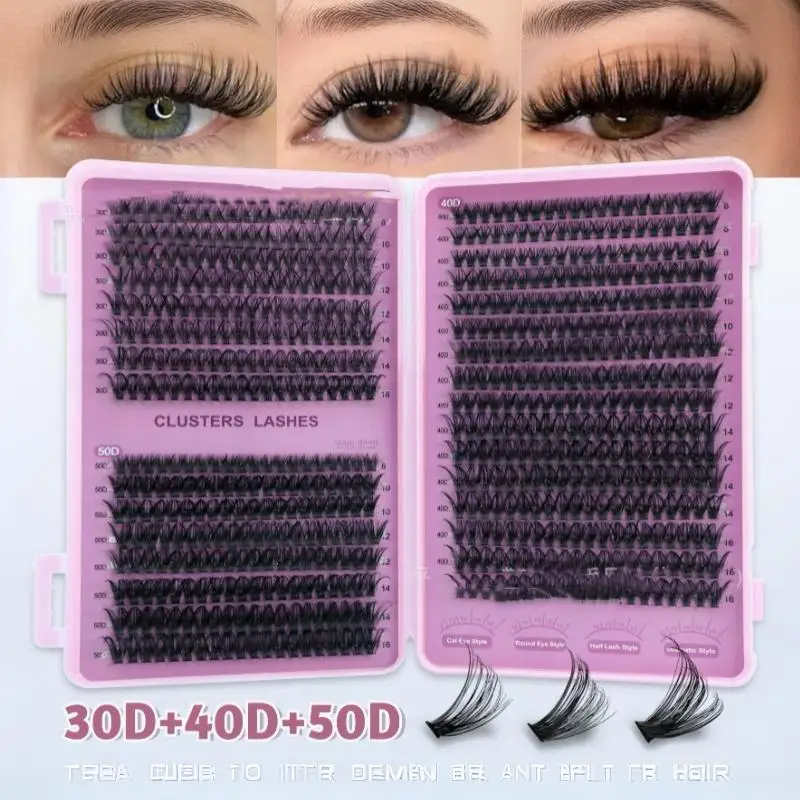 Neues DIY-Wimperncluster-Set, Einzelwimpern-Set, große Kapazität, Wispy Lashes Wimpernverlängerungs-Set, wiederverwendbar