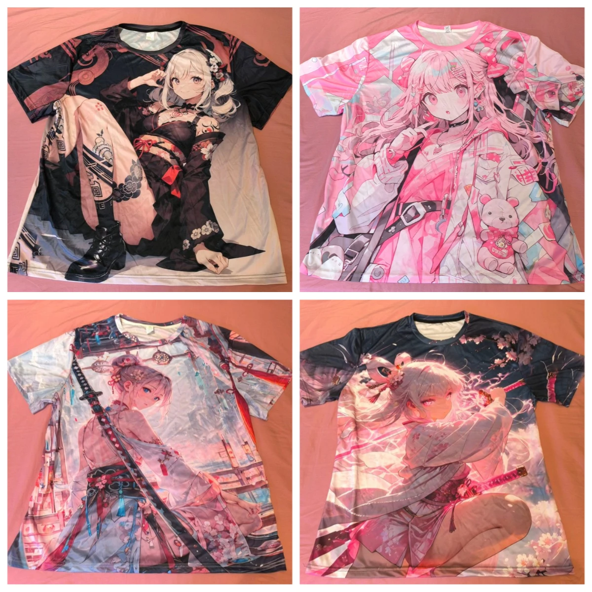 Adult and Children Combat Girl Harajuku Style T-Shirt! Pink Blade Warrior 3D Full Print, Aesthetic Style Street-Chic Trendy T