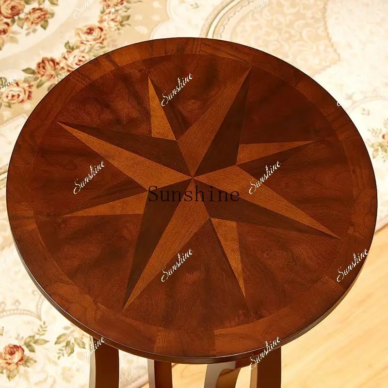 Nordic solid wood simple corner sofa side table bedside lamp small round table telephone meeting  FT