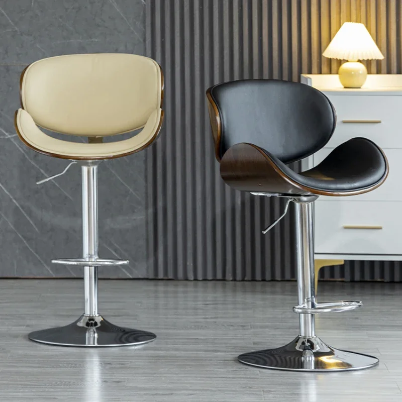 Leren barstoelen in Europese stijl Luxe thuisreceptiestoelen Hoge krukken Eenvoudig modern Mid-century Aanbieding Ontbijtmeubilair