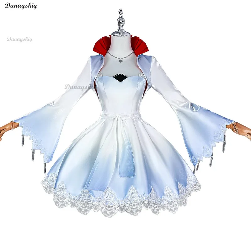 

asdh8@RWBY White Weiss Snow Cosplay Costume Wig Dress Uniform Halloween Carnival Party Christmas Play Role Clothes Clothing for