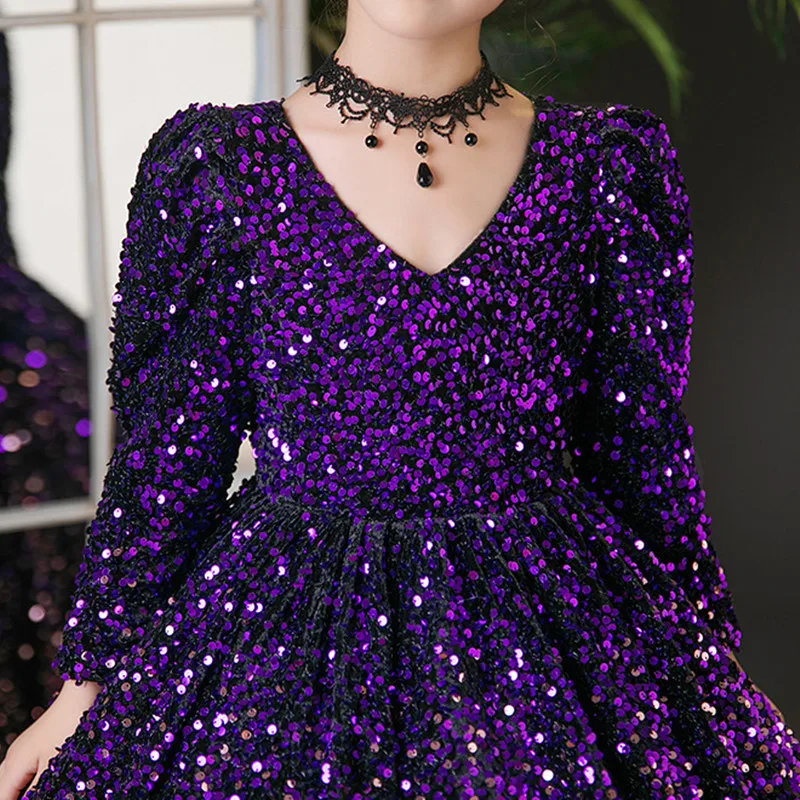 2024 Luxurious Party Dress for Kids Girl Children Fancy Christmas Dresses for Girls Kids Sequins Ball Gown Teens Gala Costume