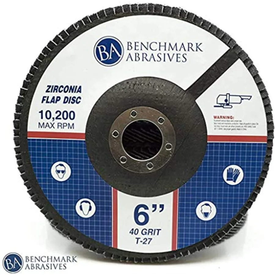 

6" x 7/8" Premium High Density Jumbo Zirconia Type 27 Flap Discs for Angle Grinder 6 Inch Sanding Discs Finishing Deburring Rus