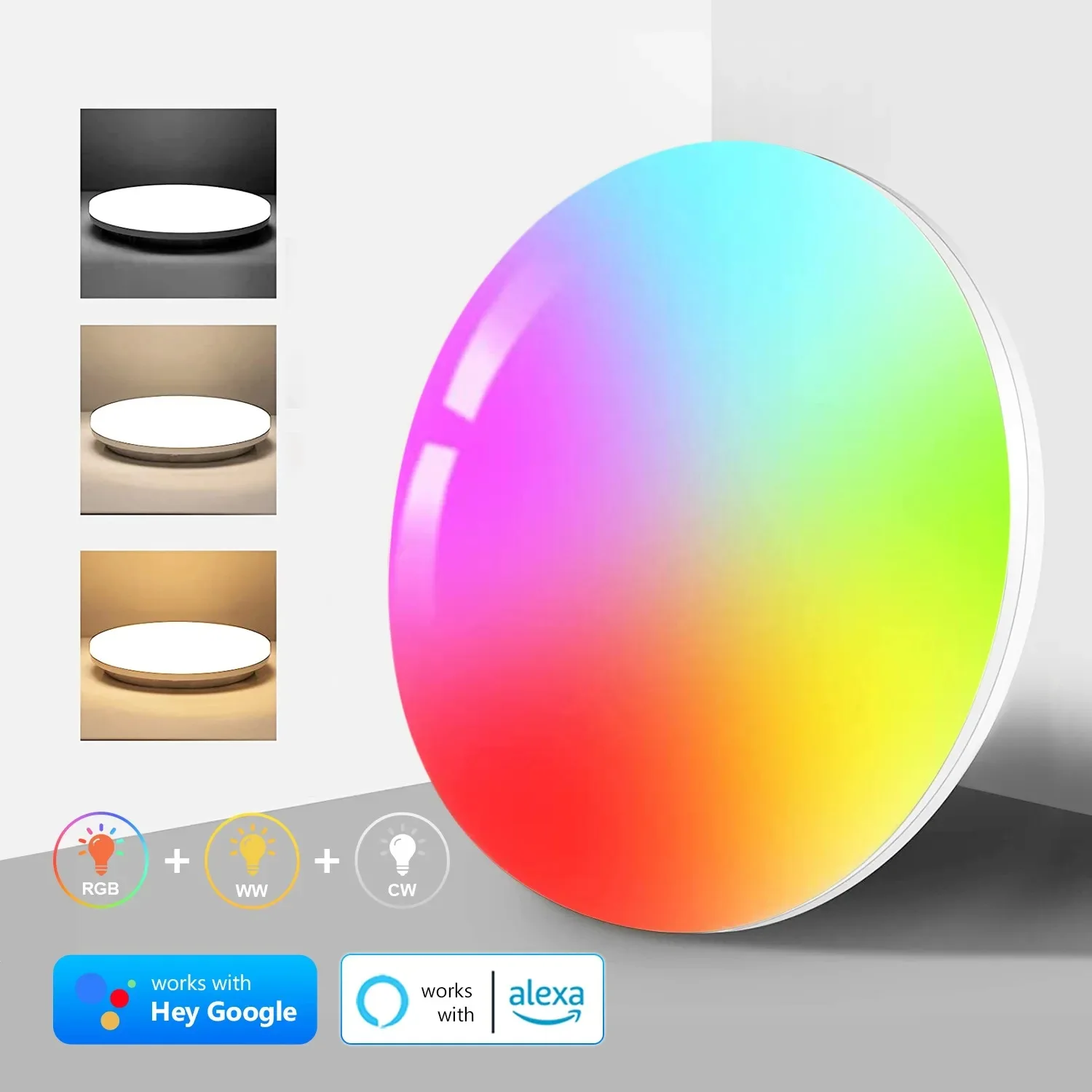 

Умный потолочный светильник RGBWW LED с Wi-Fi, управлением через приложение Magic Home и голосовым управлением для спальни и гостиной