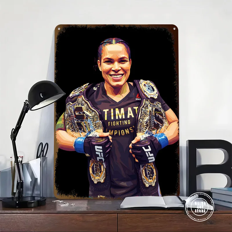 Amanda Nunes Champion Digital Art Metal Poster Customized Wall Art Retro Vintage Metal Signs for Man Cave Decor Room Wand Deko