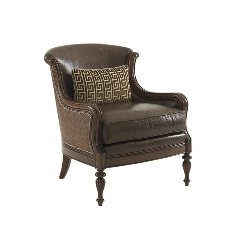 

@#American Country Vintage Full Solid Wood Rattan Armchair, Villa Living Room Fabric Sofa, tiger Chair