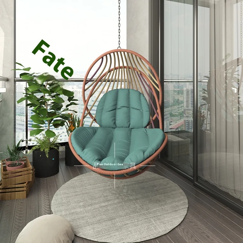 Nordic Blue Outdoor Swing Rocking Chair Hanging Basket For Balcony Courtyard Living Room Home Furniture Advertising Equipment