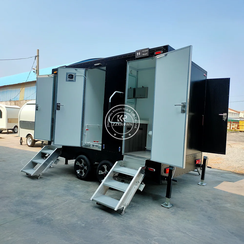 

Luxury Mobile Restroom Toilet Trailer High Quality Portable Bathroom Outdoor Steel Mobile Toilets with Wheels