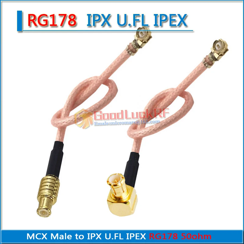 Kit Set IPX IPEX U.FL Female to MCX Male Right Angle 90 Degree Pigtail Jumper RG178 Coaxial RF Connection 50 ohm