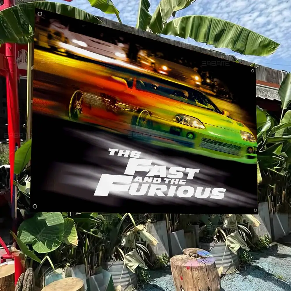 Movie F-Fast n F-Furious Small Size Cheerleading Banner Hand Pulled Flag Outdoor Atmosphere Flags
