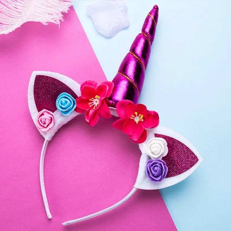 New Girls Cute Unicorn Flower Cat Ears Headbands Children Headwear Photo Props Party Hair Hoop Hairbands Kids Hair Accessories