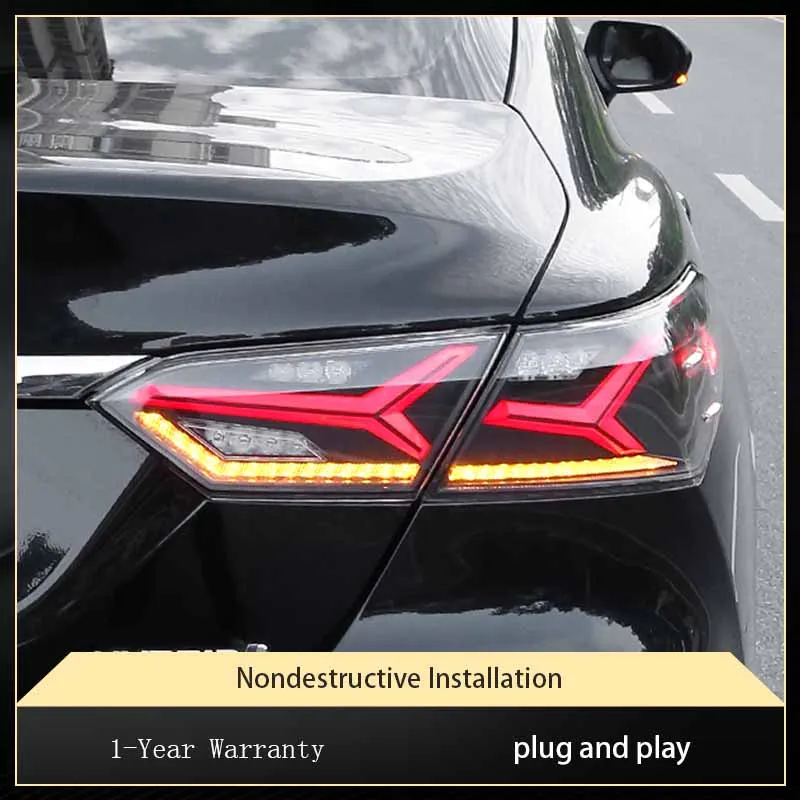 Taillights For Toyota Camry 2018-2023 Car Lights Fishbone Style Design Projector Lens Rear Lamp Automatic Accessories