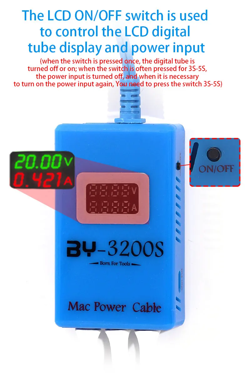 BY-3200S Cable For Macbook Charging Board Repair For Single Board Boot System Type-C/T-Style/L-Style Connector Charging Cable