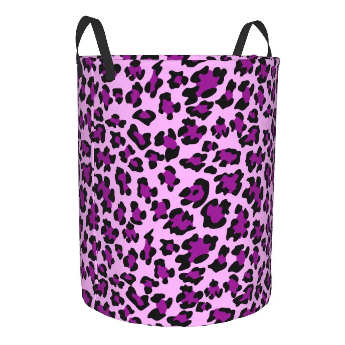 Custom Cute Purple Leopard Print Laundry Hamper Large Storage Basket Animal Seamless Girls Boys Toy Organizer