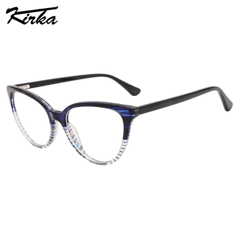 Kirka Eyewear Female Frame Optical Glasses Triangle Fashion Cat Eye Stripes Acetate Frames Prescription Lenses Glasses WD3155