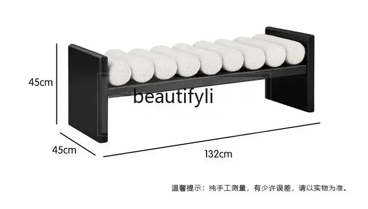 New style Nordic simple solid wood shoe changing stool living room sofa stool fabric bedroom bedside stool