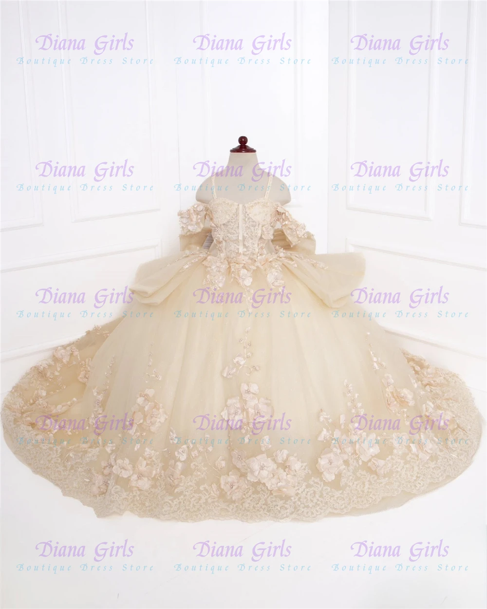 Wunderschönes Hochwertiges Tüllkleid mit Exquisiten Rosa Applikationen Blumenmädchenkleid für Hochzeit Geburtstag Party Erstkommunion
