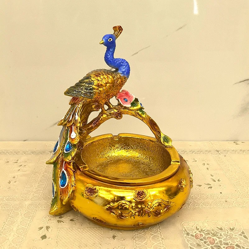 European-style gold-plated peacock fruit plate, living room, household light luxury coffee table ornament, dried fruit candy pla