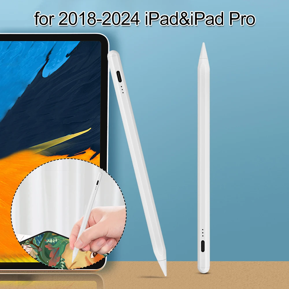 Para Apple Pencil Stylus Pen para Apple iPad 2018-2024 Tablet Touch Pen Sensibilidad de inclinación Rejección de palma para iPad 10/9/8/7/6a generación