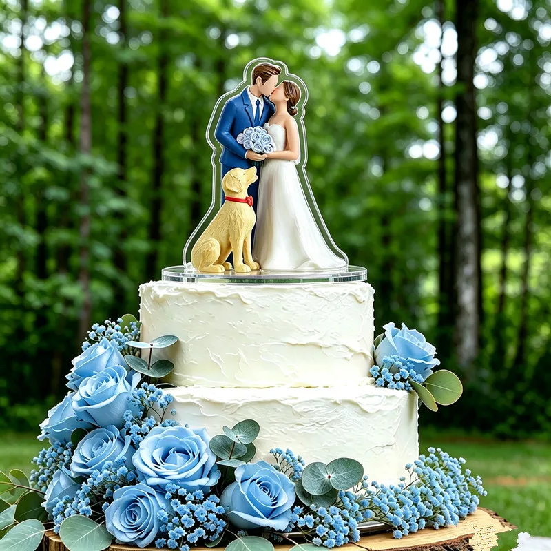 2D Flat Wedding Cake Topper Decoration Bride and Groom Kissing Resin Figurine  Romantic Couple Gifts for Wdding