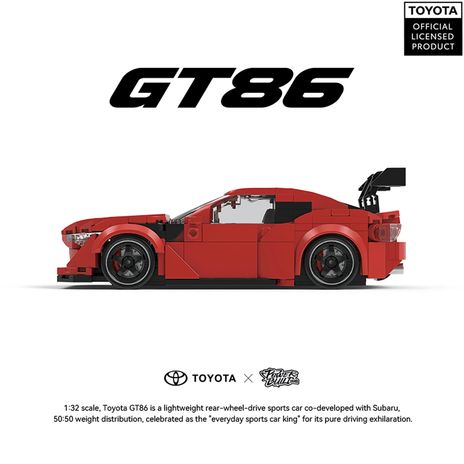 1087X GT86 1:32 Scale Sports Car Building Blocks Model Speed Racing Car Toy with Display Box Assembly Bricks for Gift Room Decor