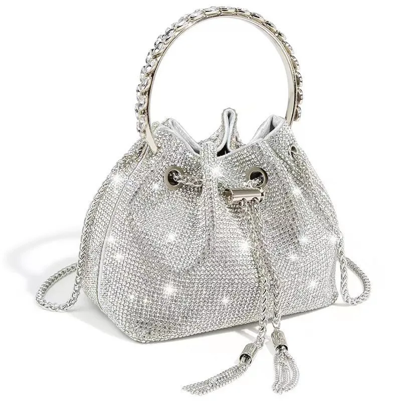 

New Bags Ladies New Fashion Bags Textured Internet Celebrity Diamond Shoulder Bags Fashion Chain Crossbody Bucket