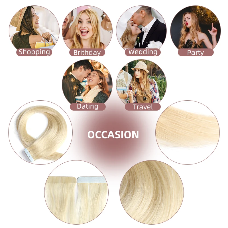 Tape In Hair Extensions Remy Real Human Hair Machine-made Double Sided Adhesive Tape Hair Extensions Hair Skin Weft 20pcs/pack