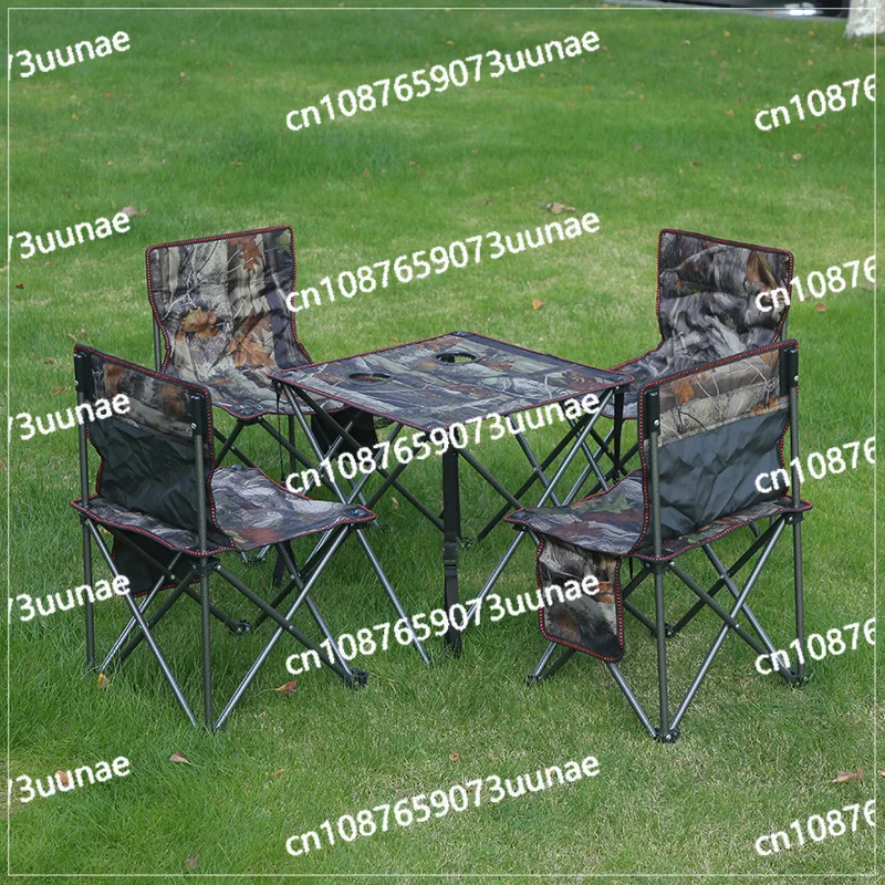 Outdoor folding table and chair set Oxford cloth backrest portable storage light camping