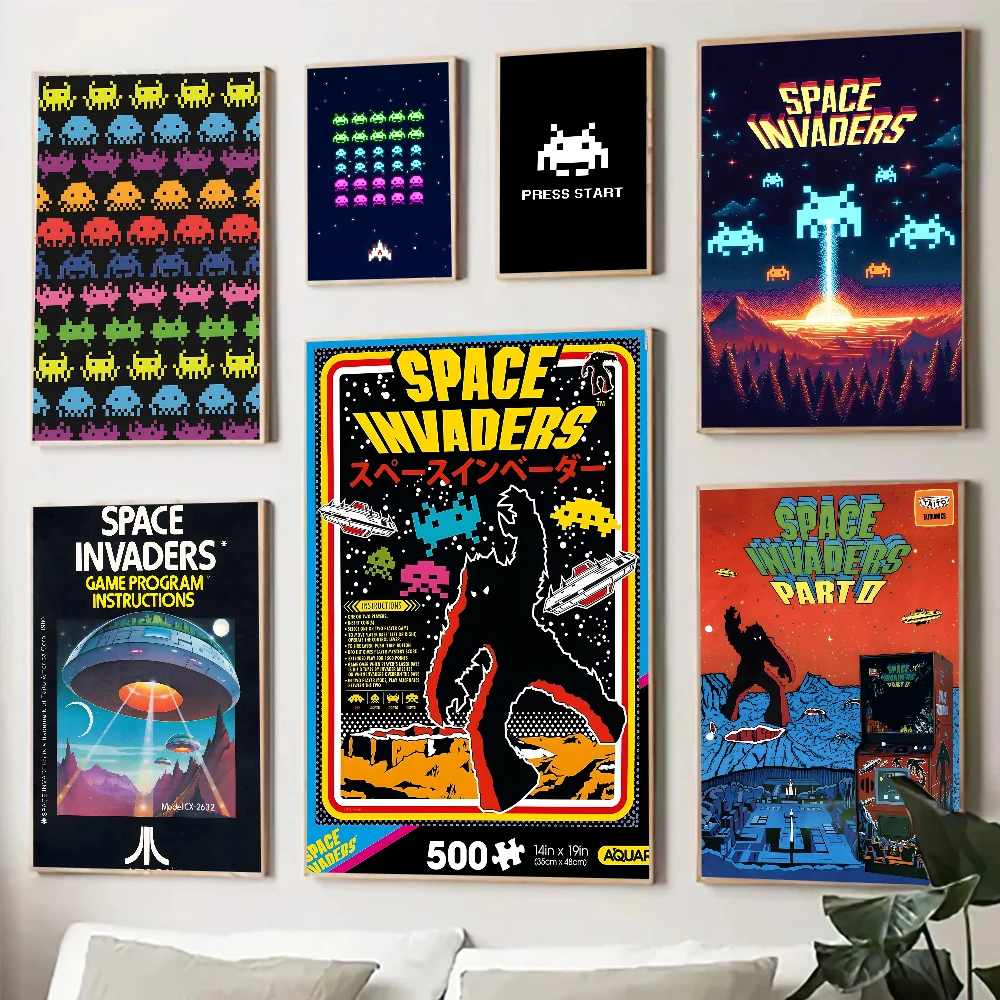 الكلاسيكية لعبة الرماية S-الفضاء الغزاة المشارك ملصق الفن طباعة بار أثاث غرفة المعيشة ديكور #4