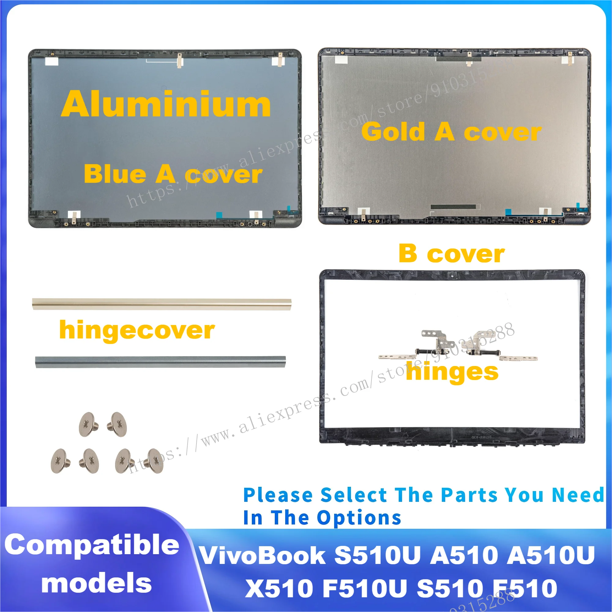 

Детали для VivoBook S510U A510 A510U X510 F510U S510 F510 s5100, металлическая задняя крышка ЖК-дисплея/рамка/петли, ремонт корпуса, фотография, 15,6 дюйма