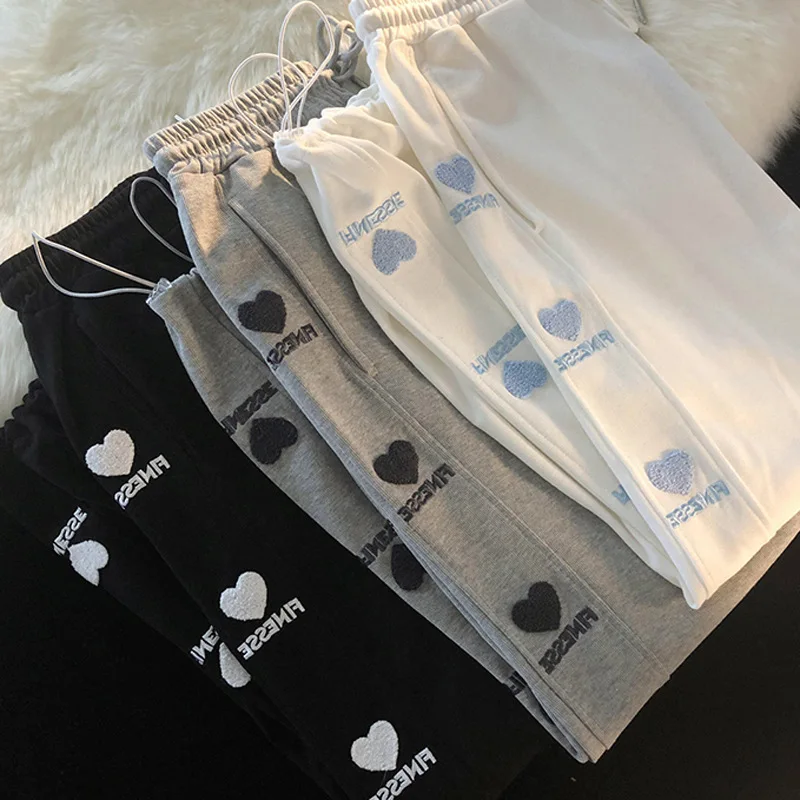 Women's Trousersy2K Women's Pantscasual Embroidered Sports Pants with Women's Velvetloose Pantswomen's Elastic Pants