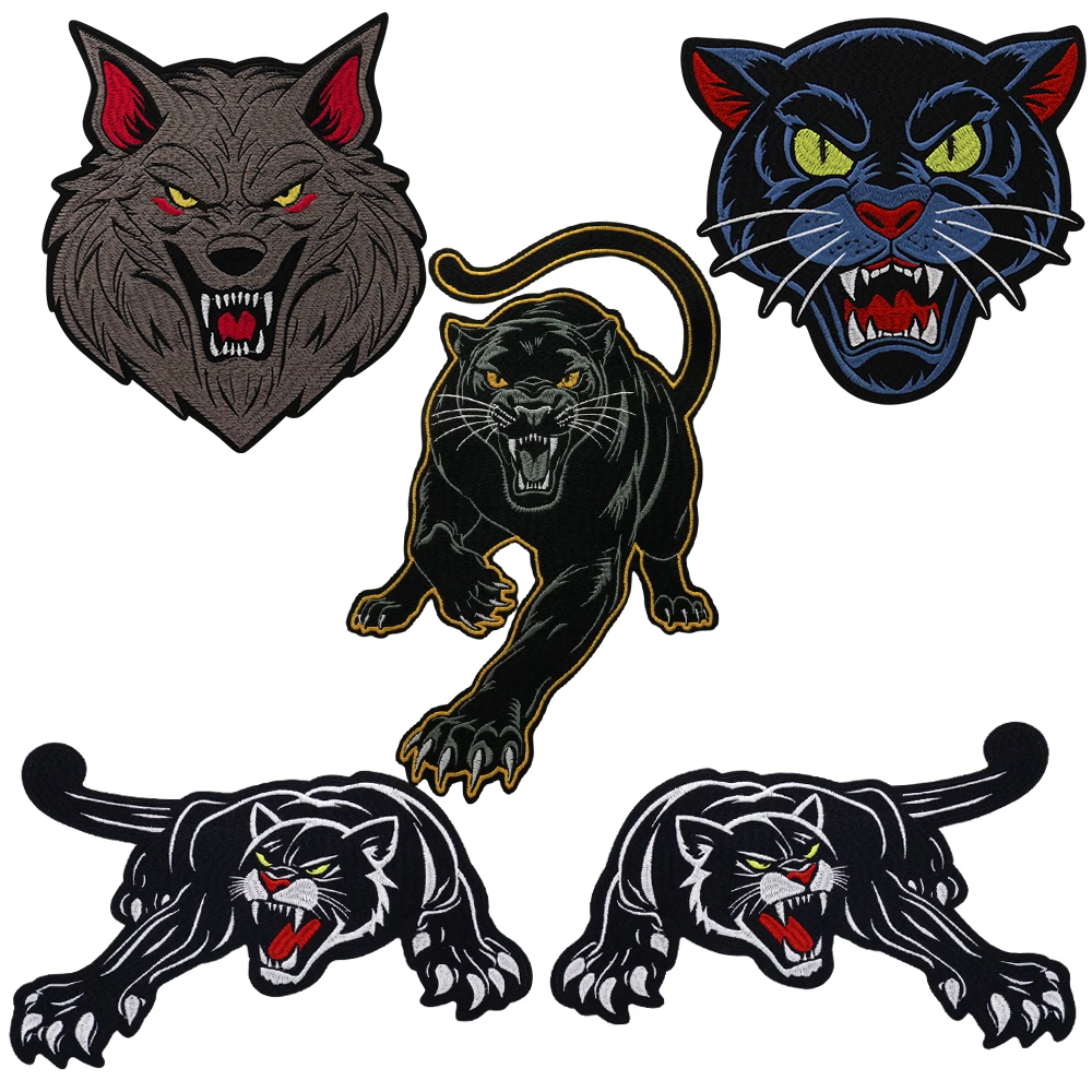 Animal Embroidery Wolf Leopard Iron on Patches Large Badge DIY Bag Jacket Jeans Backpack Apparel Accessories