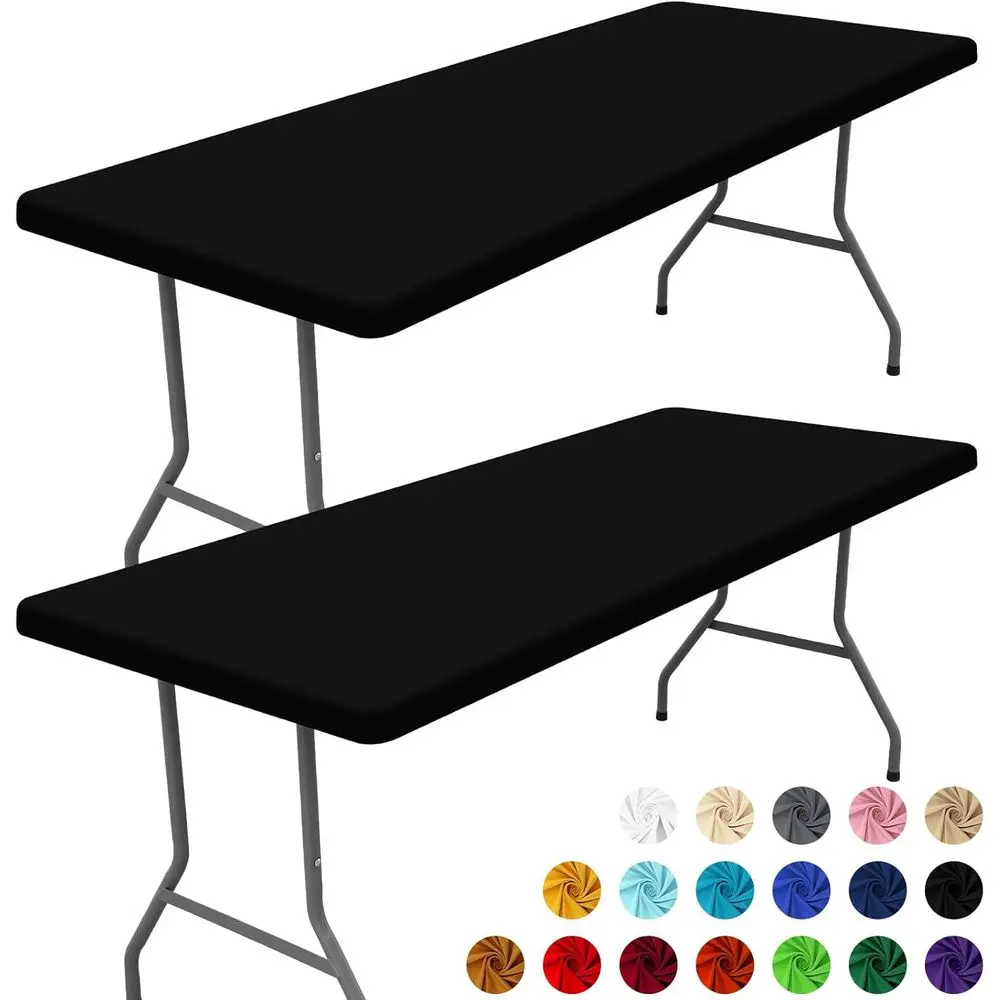 

Elastic Tablecloths 2-Pack, Stretchy Washable Covers for Patio, Outdoor, Camping, and Parties (Black, 30x72)