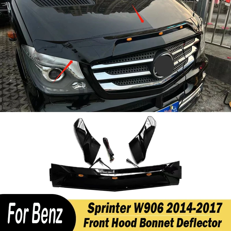 For Mercedes Benz Sprinter W906 2014 2015 2016 2017 Front Bumper Hood Deflector Protector Cover With Lights