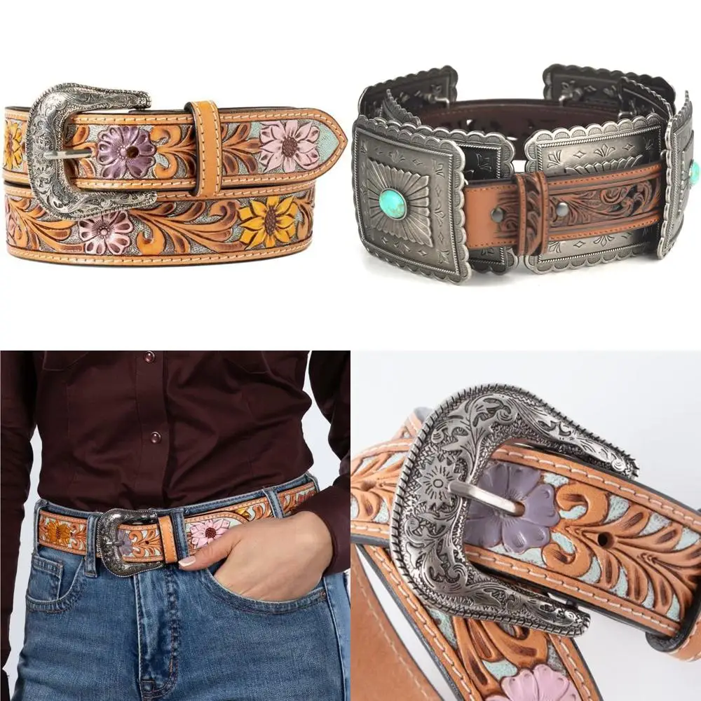 

Women's Western Daisy Tooling Sunflower Belt, Traditional Style for Country Charm