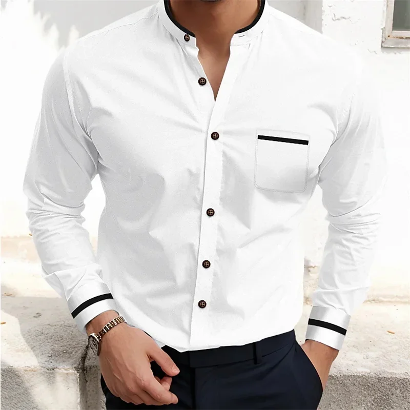 Loose And Trendy Single Breasted Long Sleeved Shirt With Spring And Autumn Fashion Style Stand Up Collar Casual Shirt MB12