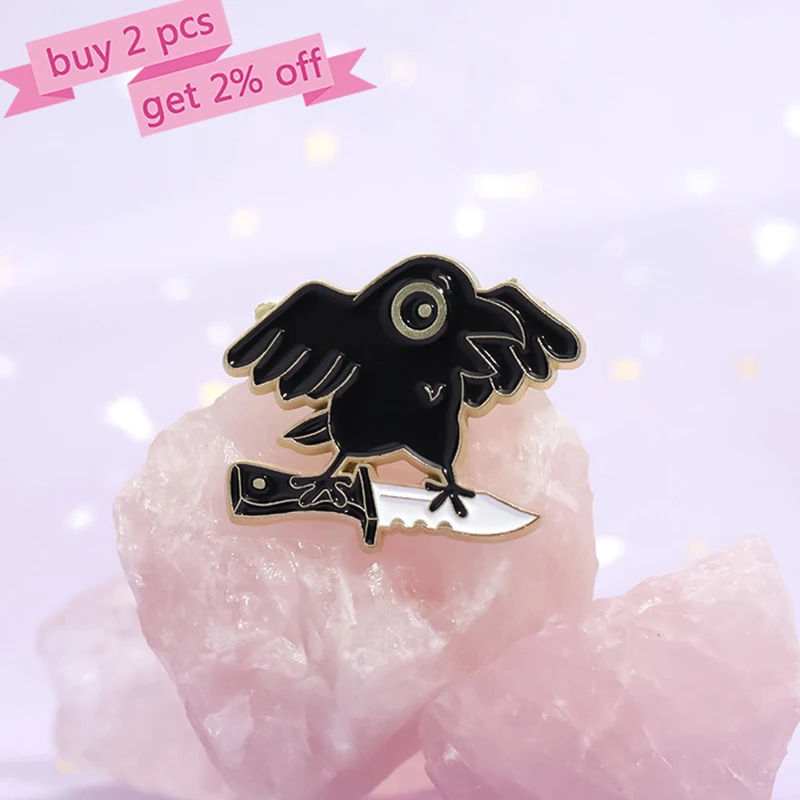 Punk Crow Wizard Emaille Pins Custom Black Gothic Schedel Broches Revers Badges Dier Sieraden Cadeau voor Kinderen Vrienden