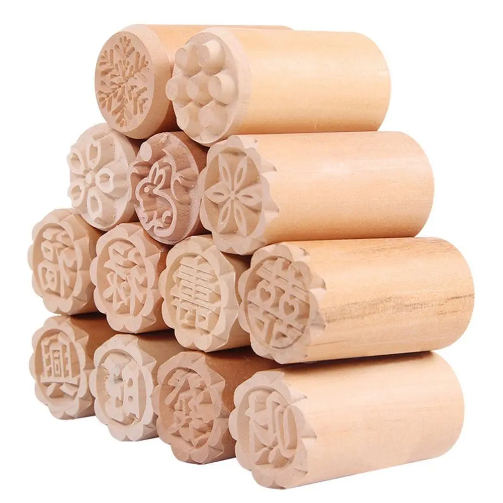 Manual Wood DIY Moon  Cake Maker Hand Pressure Traditional Chinese Dessert Seal Stamp Cookie Moulds Bakeware Moon Cake Mold
