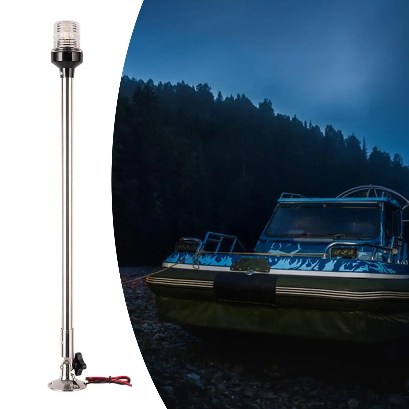 Navigation Light Adjustable 360 Degree 12-24V White LED Visibility Boat Pole Light Pontoon Marine Accessories Easy Installation