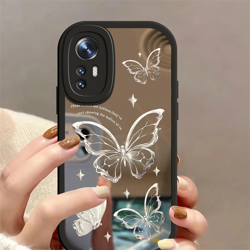 Butterfly Case For Xiaomi Mi 12 Lite 12X 12S Pro Mirror Makeup Soft Cover For Xiaomi Mi 11T Pro 11 Lite 5G NE 10T 10 9 8 Lite